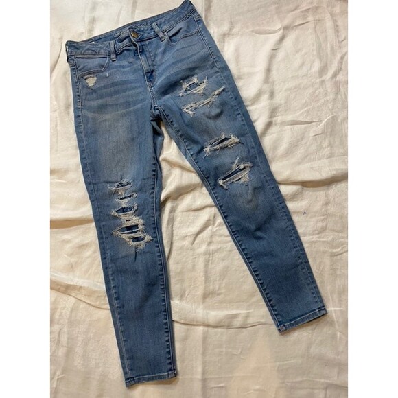 American Eagle High Rise Jegging jeans 29 8 short distressed with holes - Picture 1 of 7